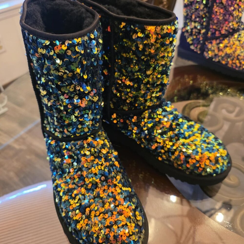 Women's UGG Black Sequined Boots Size 11M